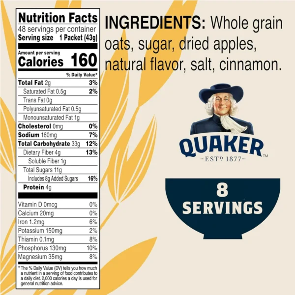 Quaker Instant Oatmeal, Apple & Cinnamon