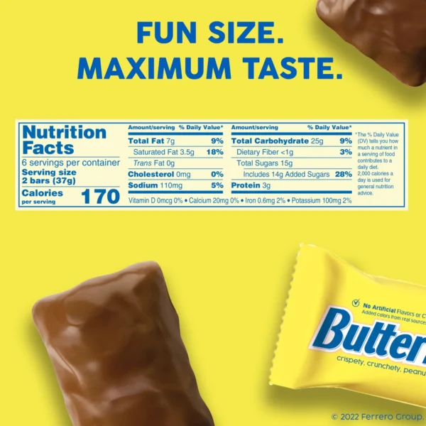 Butterfinger, Bulk 12 Count, Chocolatey, Peanut-Buttery, Fun Size Individually Wrapped Candy Bars
