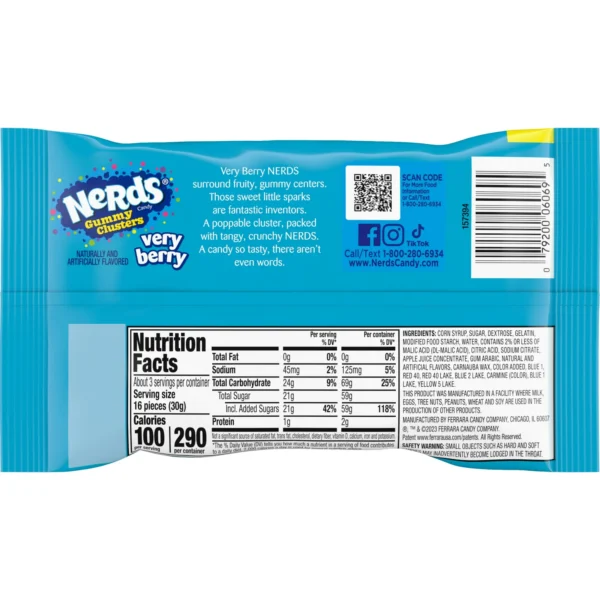 NERDS Gummy Clusters, Candy, Very Berry, Crunchy and Gummy