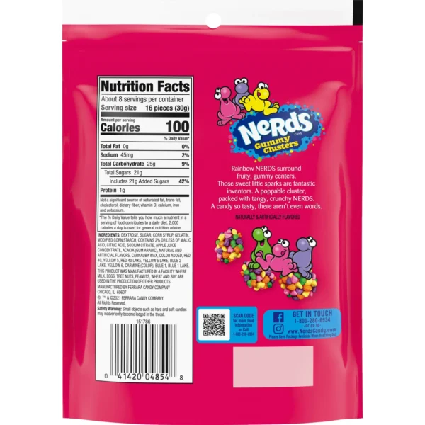 NERDS Gummy Clusters, Candy, Rainbow, Crunchy and Gummy
