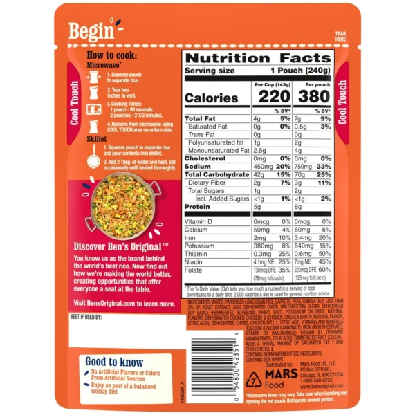 Ben's Original Ready Rice. Fried Rice, 8.5 oz. Pouch. Microwaves in Just 90 Seconds! Ready to Heat and Eat - Image 3