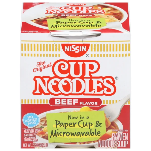 Nissin Foods The Original Cup Noodles Ramen Noodle Soup, Beef Flavor, 2.25 oz Cup, Shelf-Stable - Image 2